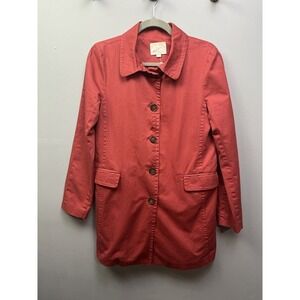Ann Taylor‎ LOFT Trench Coat Womens Size 4 Button front Lined Red Office